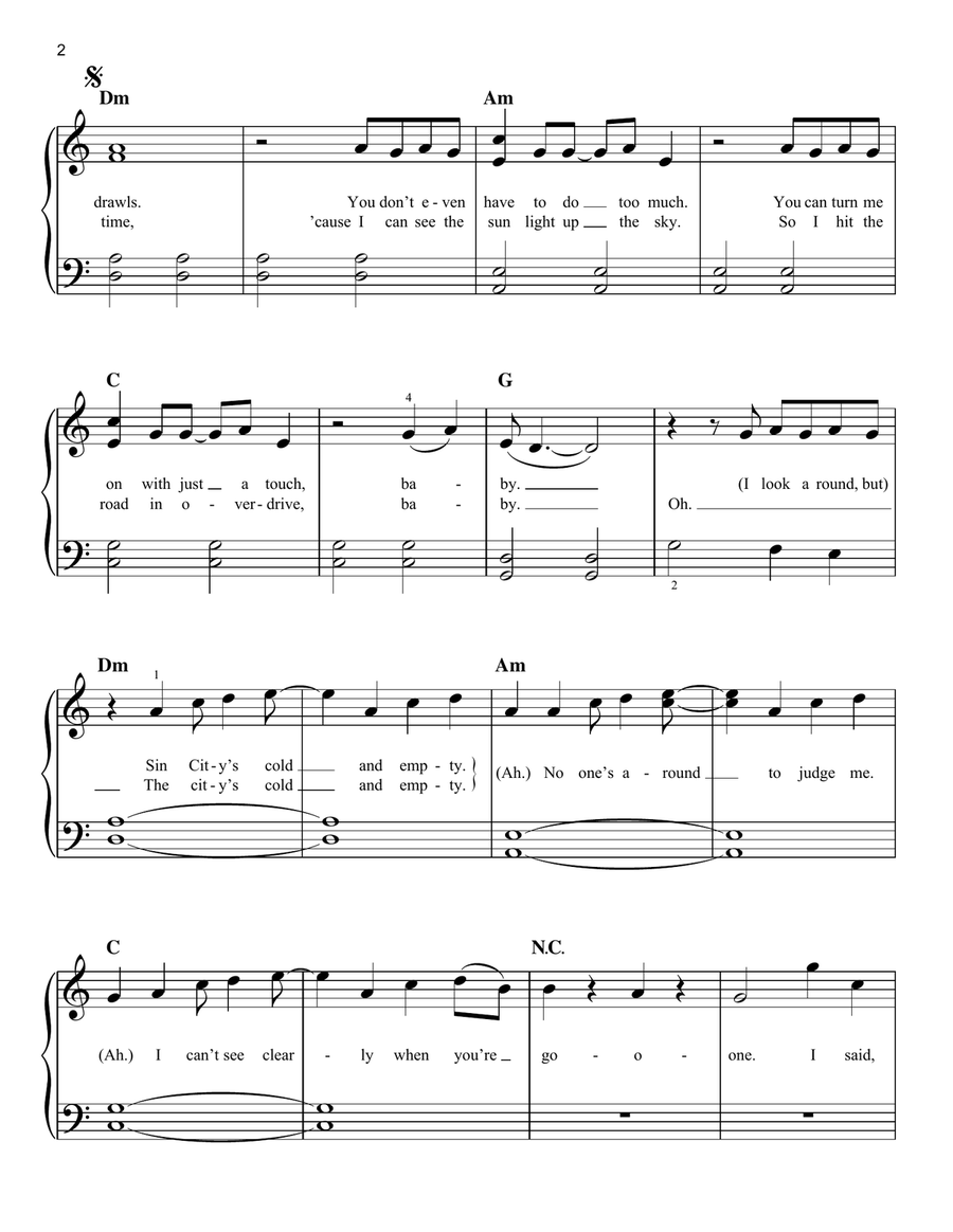 Blinding Lights Easy Piano scores gallery preview page 2