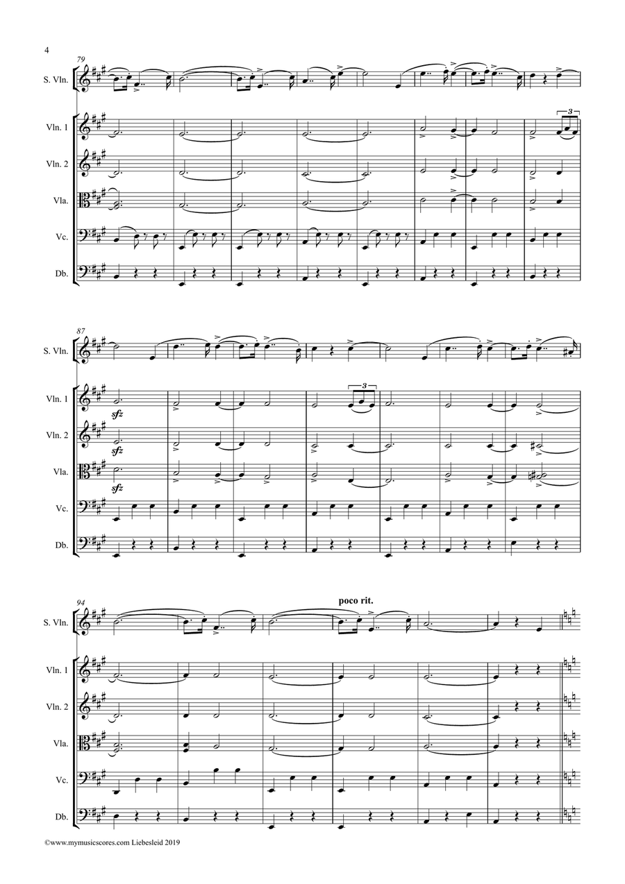 Kreisler Liebesleid for Solo Violin and String Orchestra String Orchestra scores gallery preview page 5