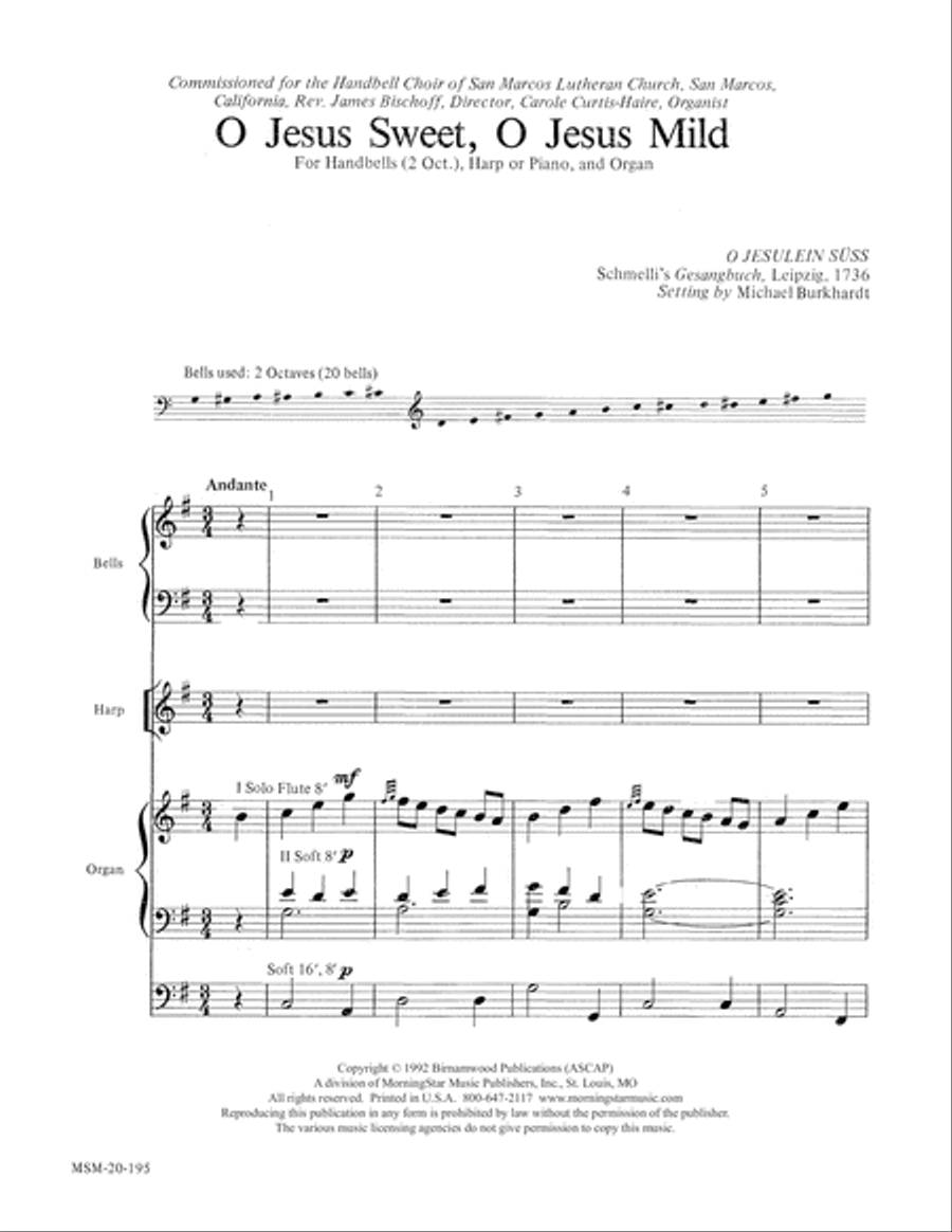 O Jesus Sweet, O Jesus Mild Handbell Choir scores gallery preview page 1