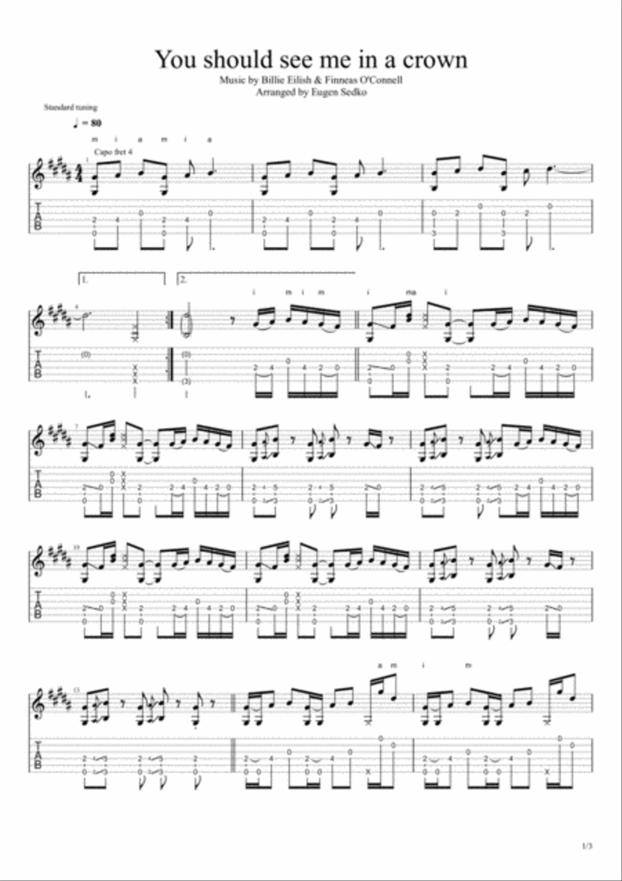 You Should See Me In A Crown Electric Guitar scores gallery preview page 1