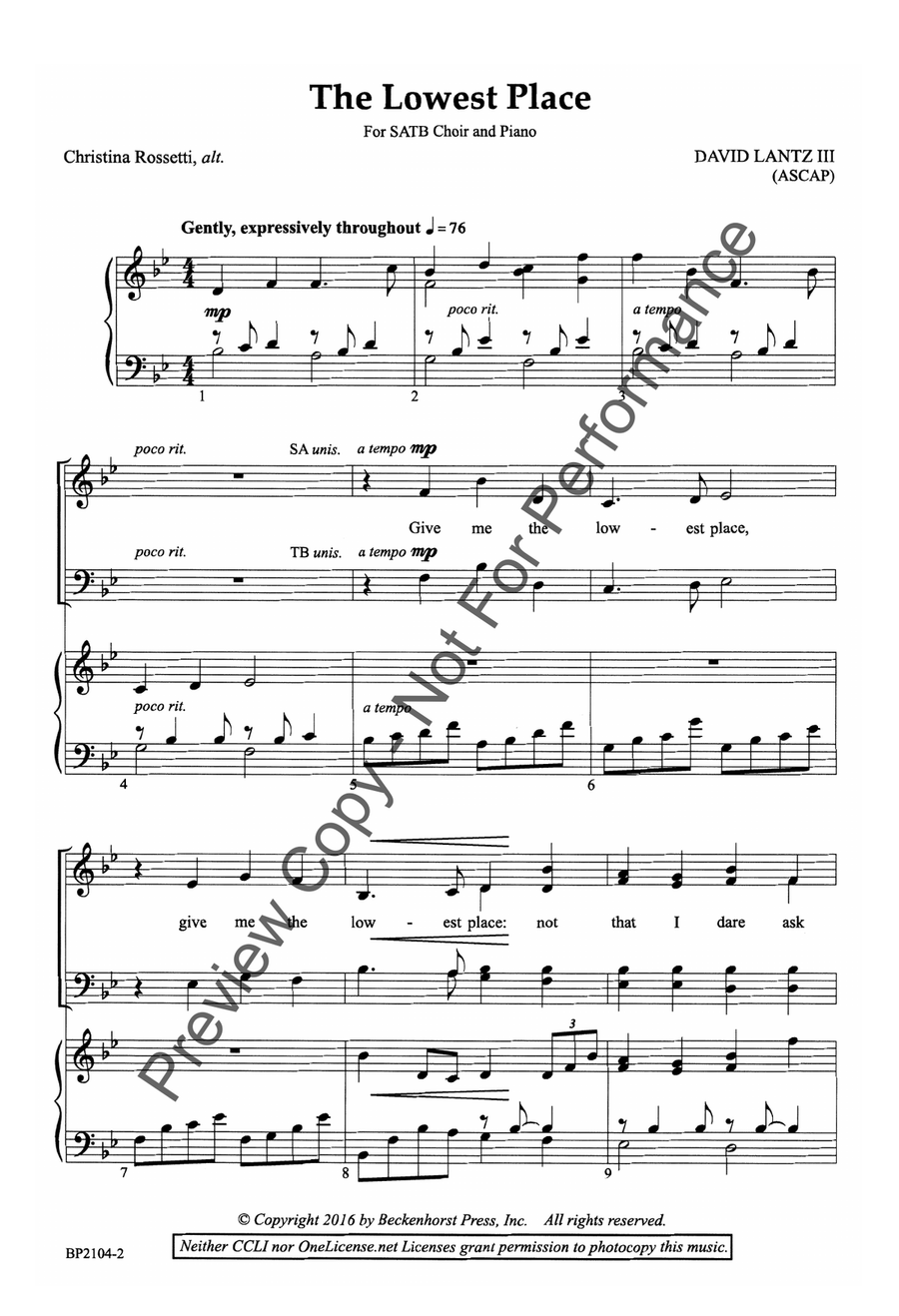The Lowest Place The Lowest Place 4-Part scores gallery preview page 2