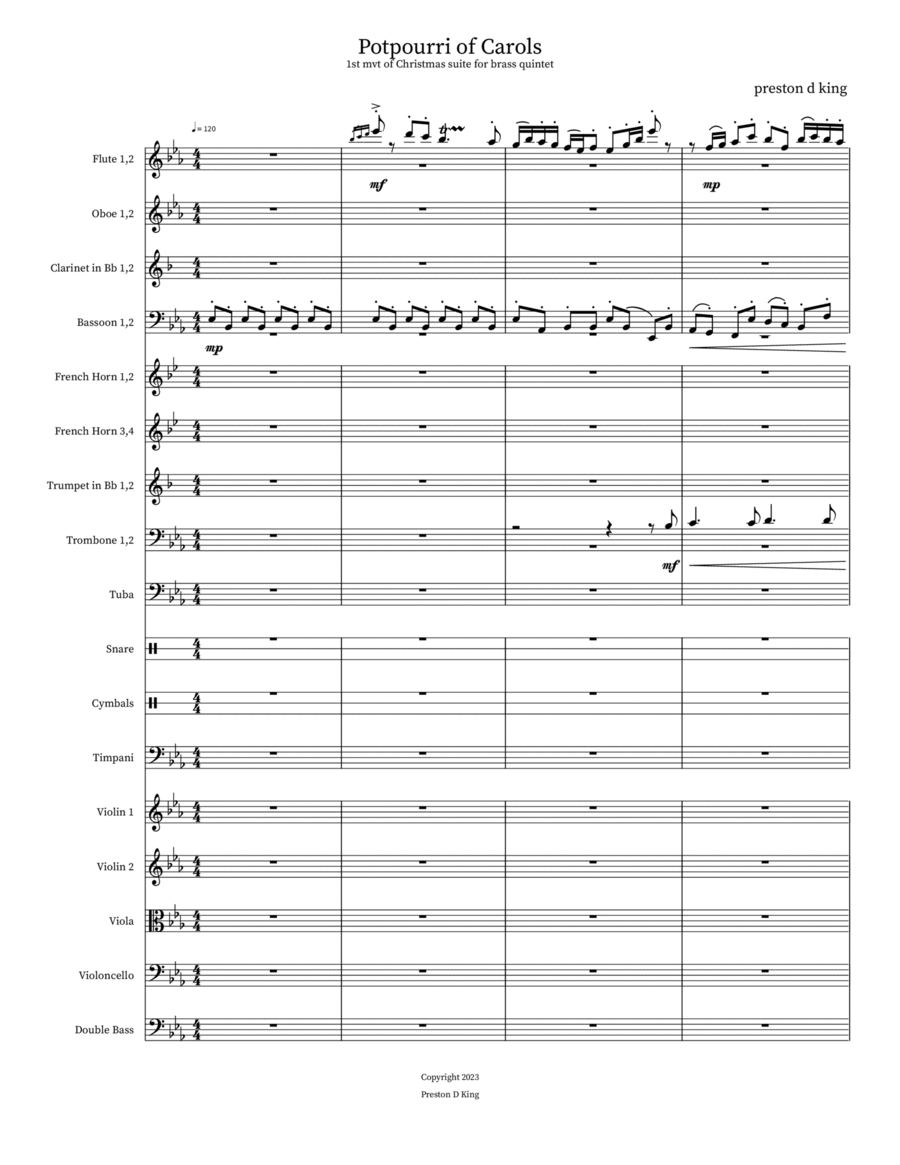Potpourri of Carols Bassoon scores gallery preview page 1