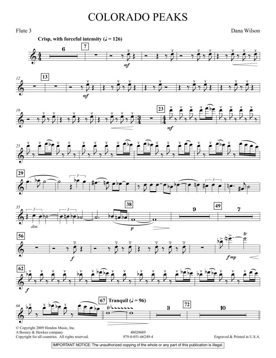 Colorado Peaks - Flute 3 Concert Band scores gallery preview page 1