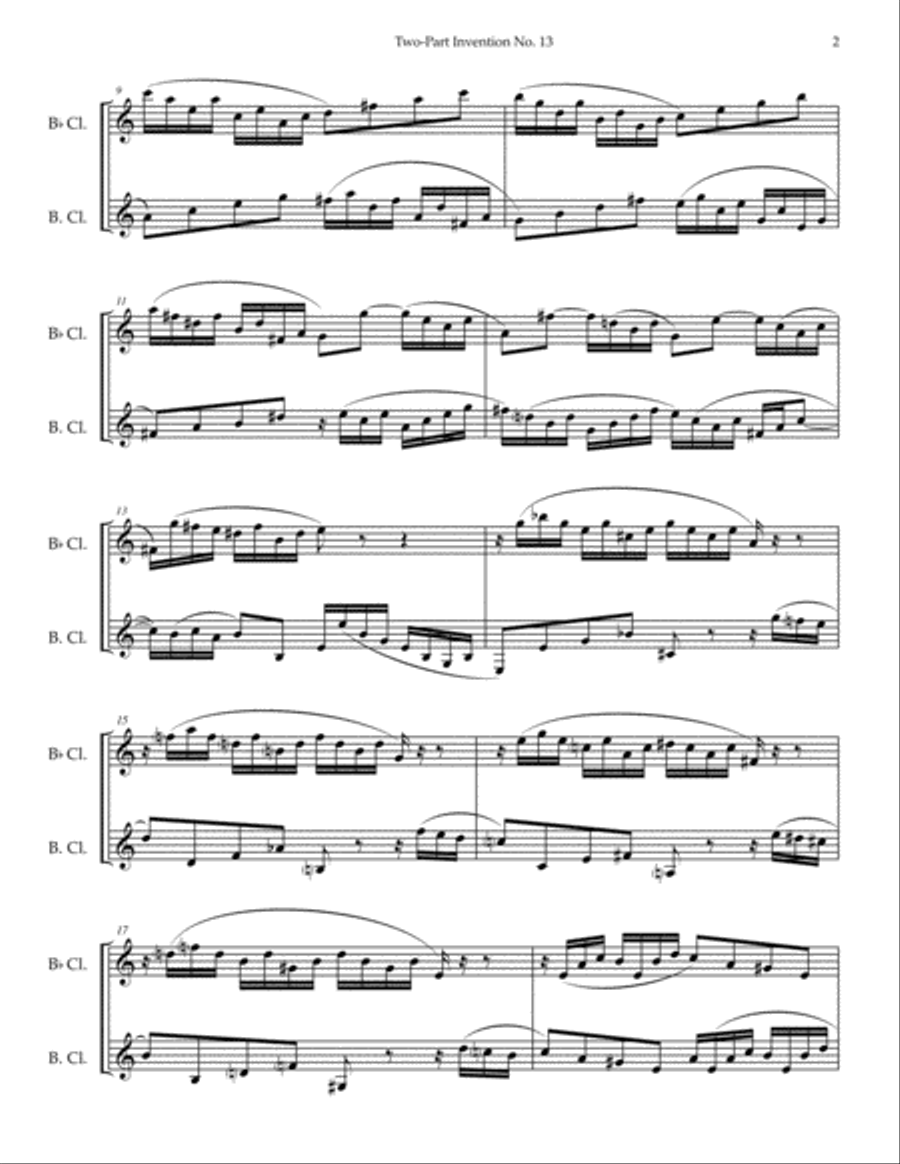 Two-Part Invention No. 13 Clarinet Duet scores gallery preview page 3