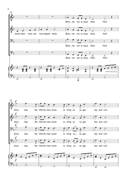 Wellerman - Sea Shanty - Four part choir - TTBB - Lower Voices image number null