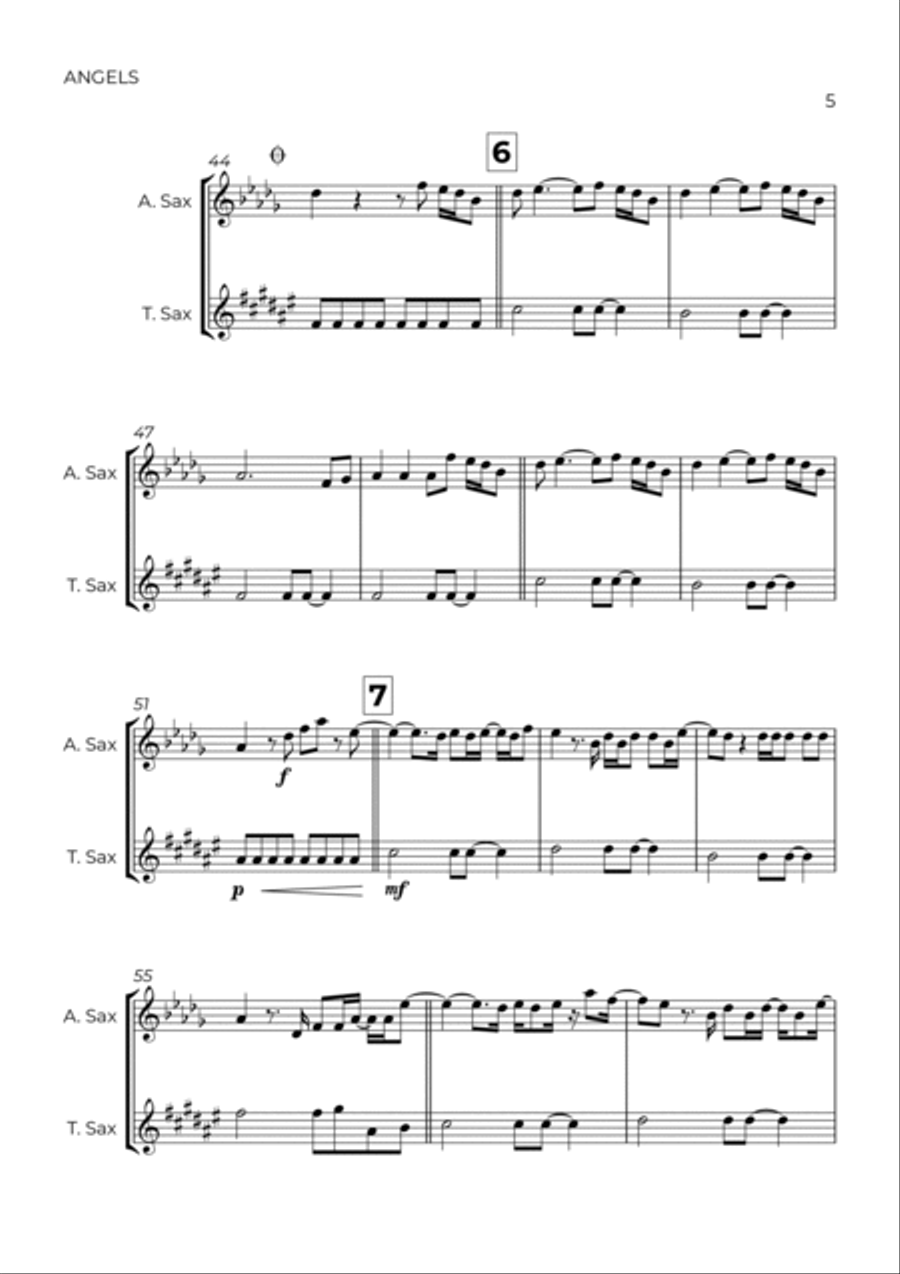 Angels Tenor Saxophone scores gallery preview page 5