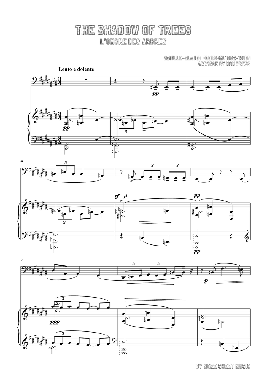Debussy-The Shadow of Trees. for Cello and Piano by Claude Debussy Piano - Digital Sheet Music page 3