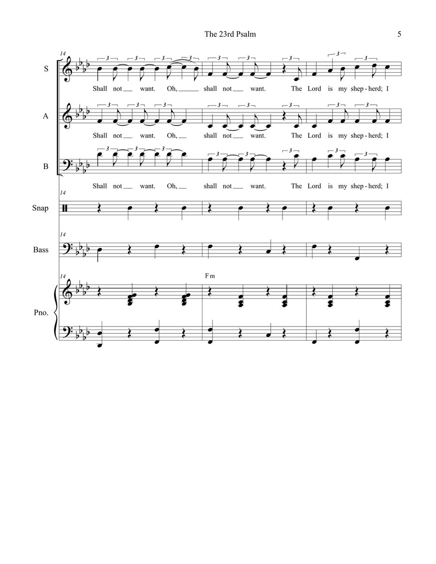 The 23rd Psalm (SAB - Alternate Version) 3-Part scores gallery preview page 5