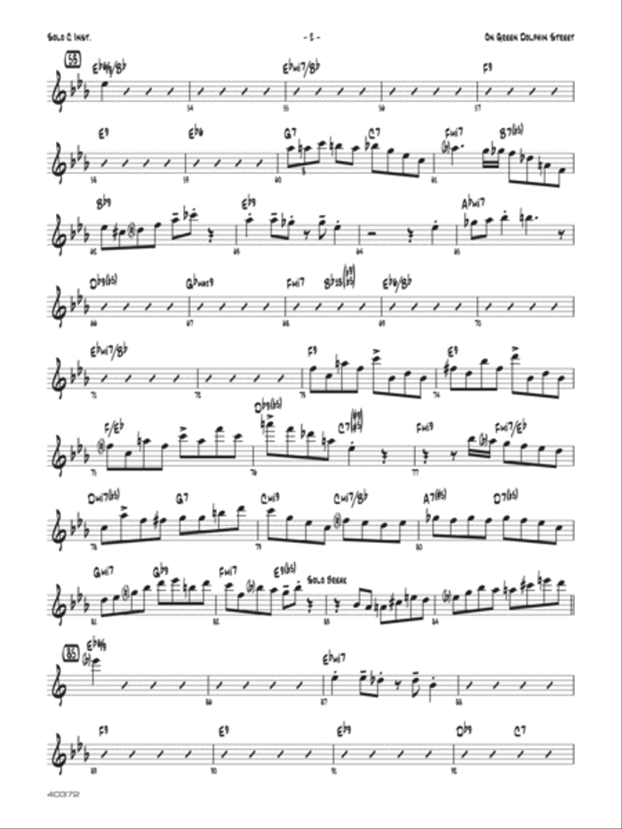 On Green Dolphin Street: Solo C Instruments (Treble Clef)