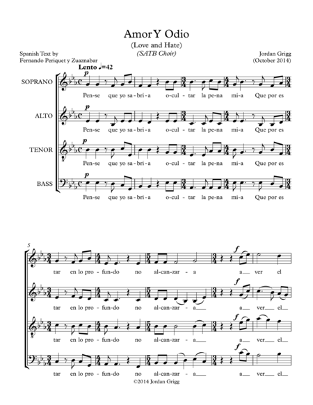 Amor Y Odio (Love and Hate) (SATB Choir) image number null