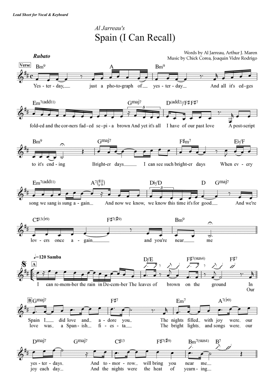 (i Can Recall) Spain Piano Solo scores gallery preview page 1
