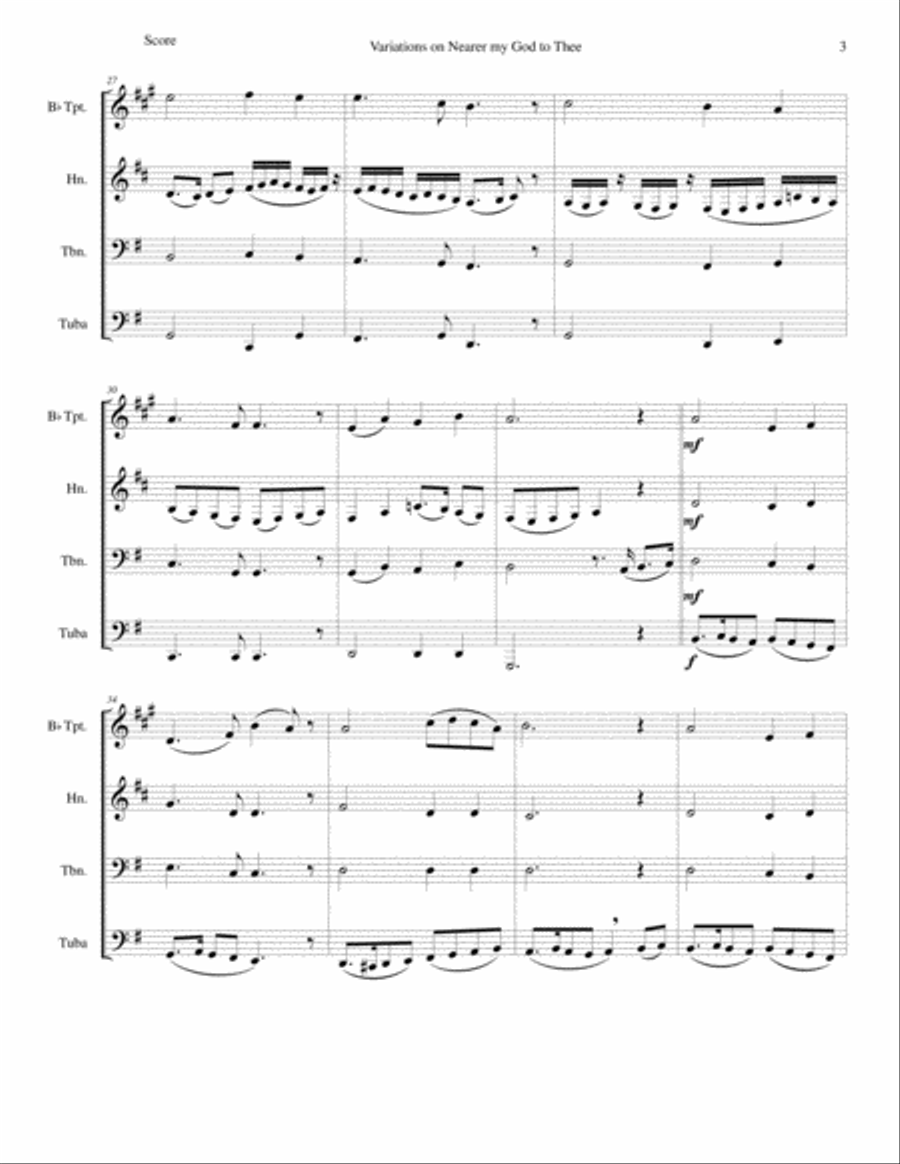 Variations on Nearer my God to Thee (Bethany) for brass quartet Brass Quartet scores gallery preview page 3