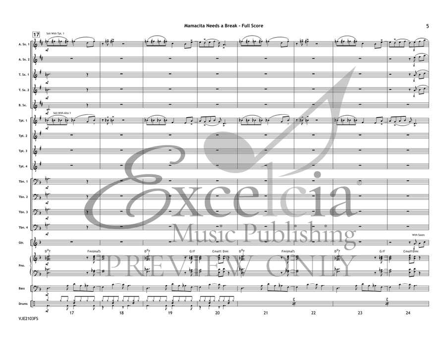 Mamacita Needs a Break (Score) Jazz Ensemble scores gallery preview page 6