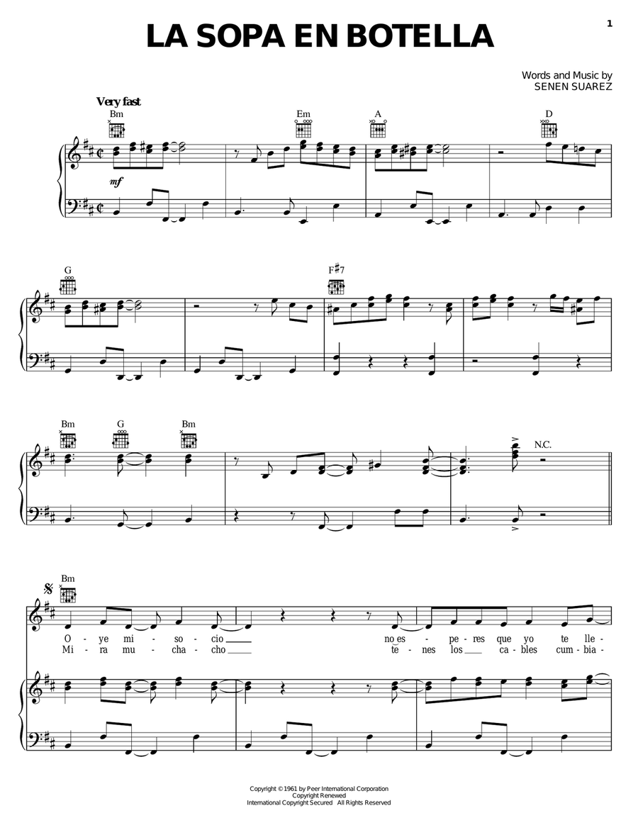 La Sopa En Botella La Sopa En Botella Piano, Vocal, Guitar scores gallery preview page 1