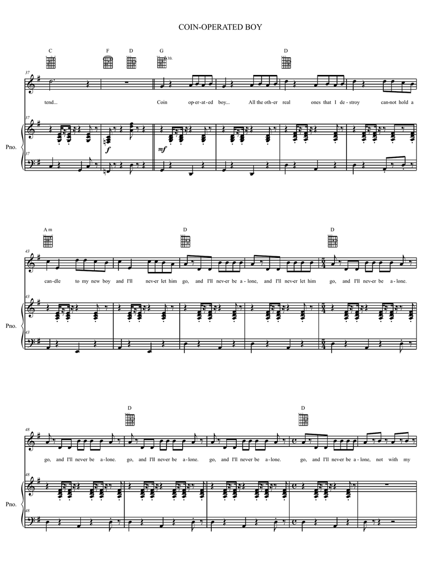 Coin-Operated Boy Piano, Vocal, Guitar scores gallery preview page 3