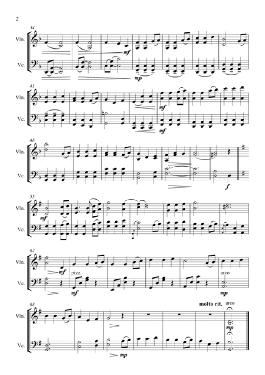 Away in a Manger - Full Length Violin & Cello Arrangement by The Chapel Hill Duo String Duet scores gallery preview page 3