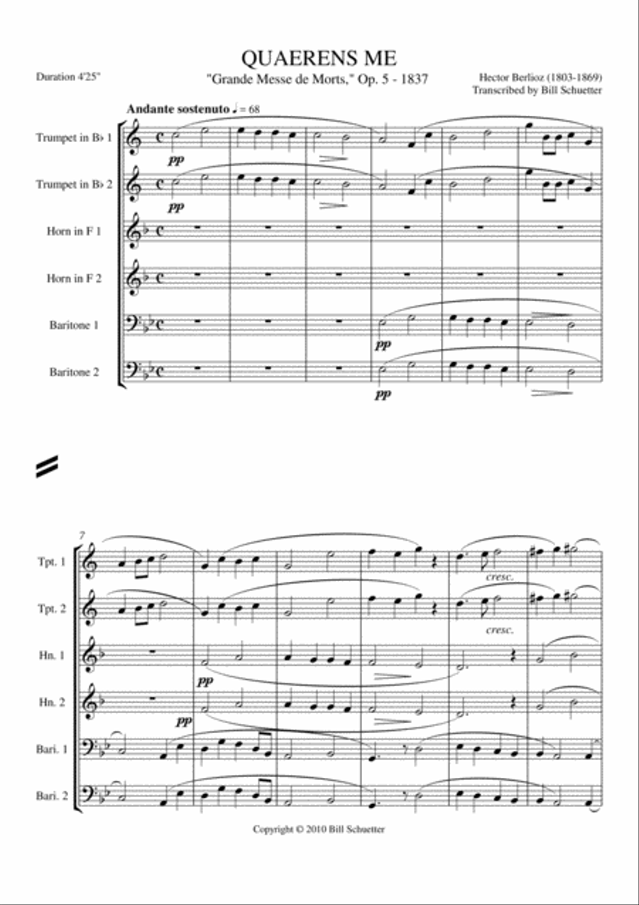 Quaerens Me from Grande Messe De Morts Chamber Music scores gallery preview page 1