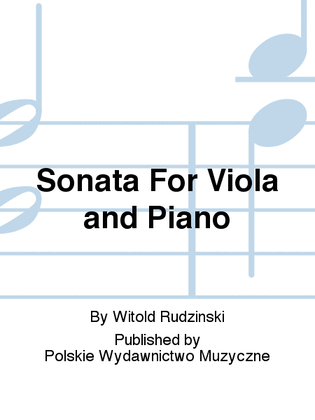 Book cover for Sonata For Viola and Piano