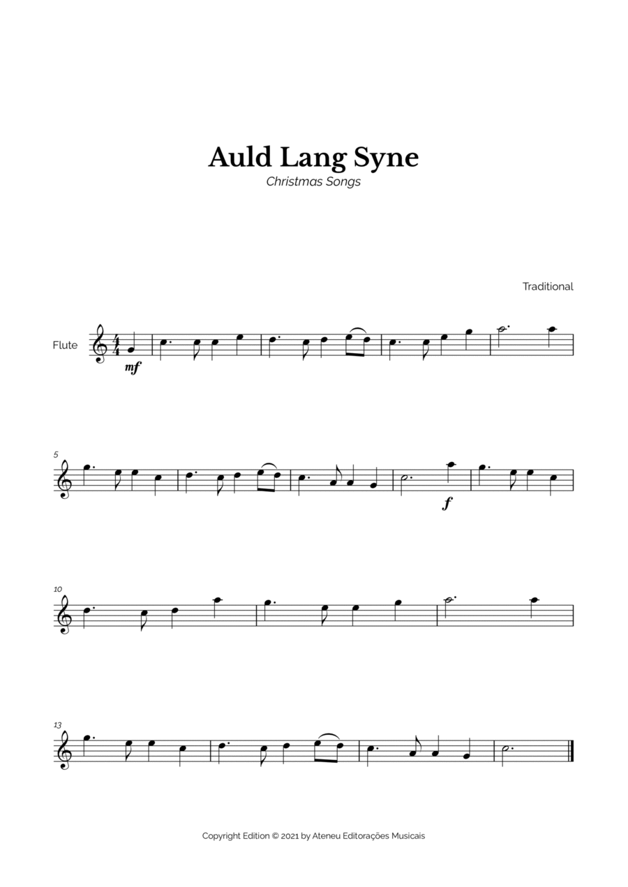 Auld Lang Syne for Easy Flute Solo