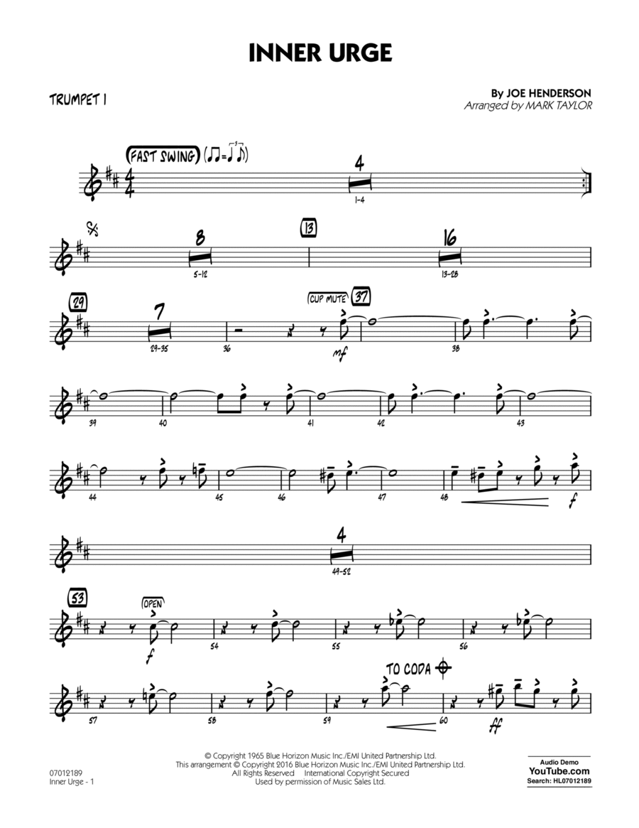 Inner Urge - Trumpet 1 Trumpet scores gallery preview page 1