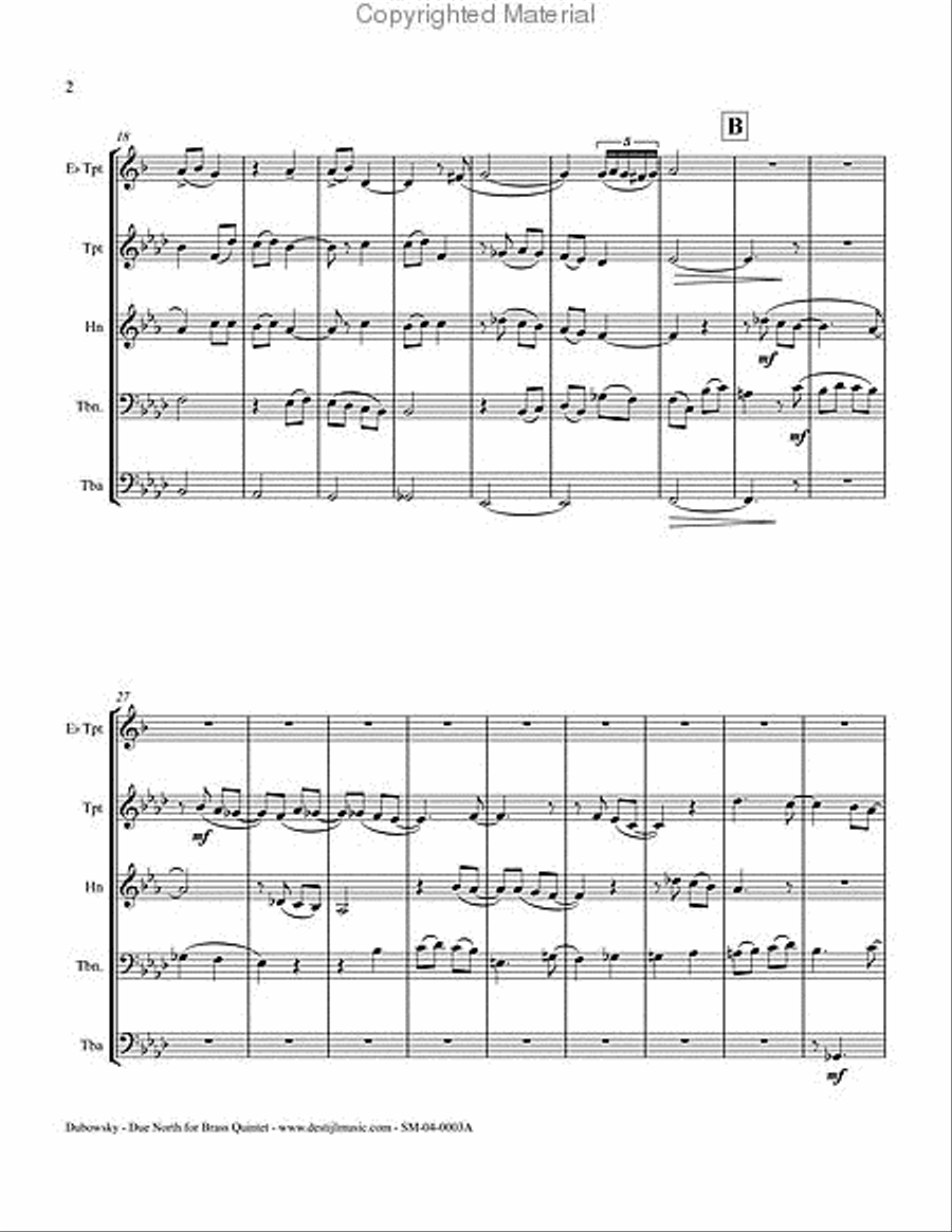 Due North for Brass Quintet Due North for Brass Quintet Brass Quintet scores gallery preview page 3