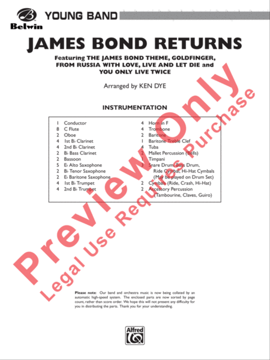 James Bond Returns Concert Band scores gallery preview page 2