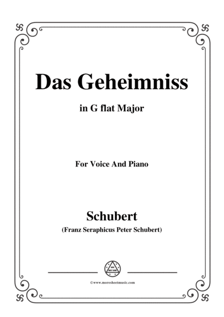 Schubert-Das Geheimniss,Op.173 No.2,in G flat Major,for Voice&Piano image number null