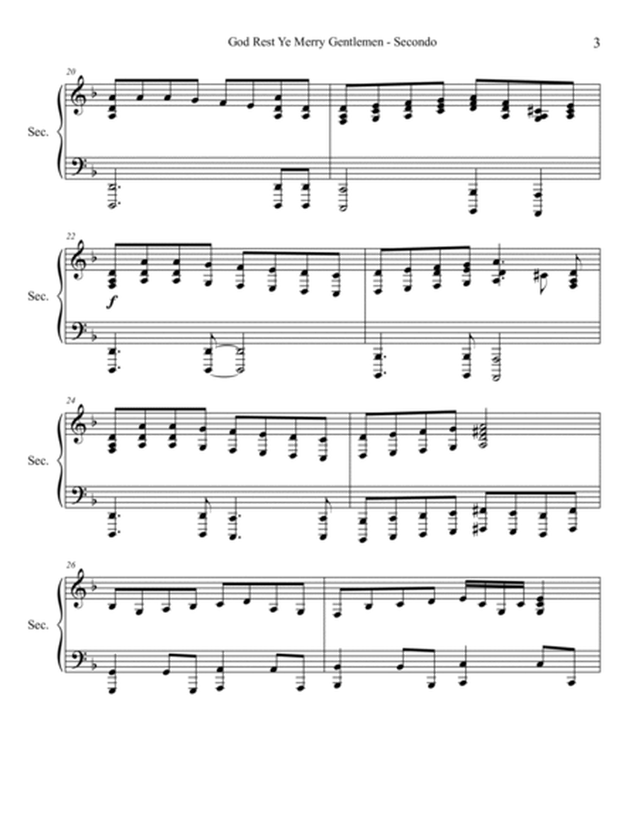 God Rest Ye Merry Gentlemen – Advanced Christmas Piano Duet Sheet Music image number null