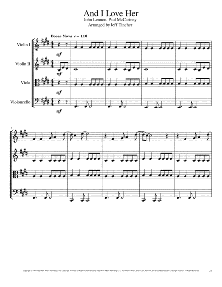 And I Love Her by The Beatles Cello - Digital Sheet Music