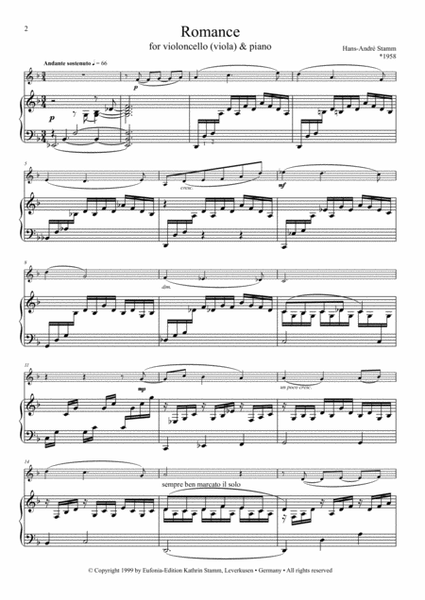 Romance for Violoncello (Viola) and Piano