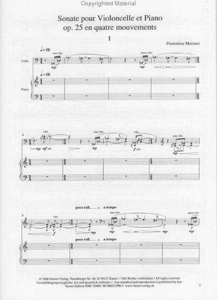 Sonate pour violoncelle et piano op. 25
