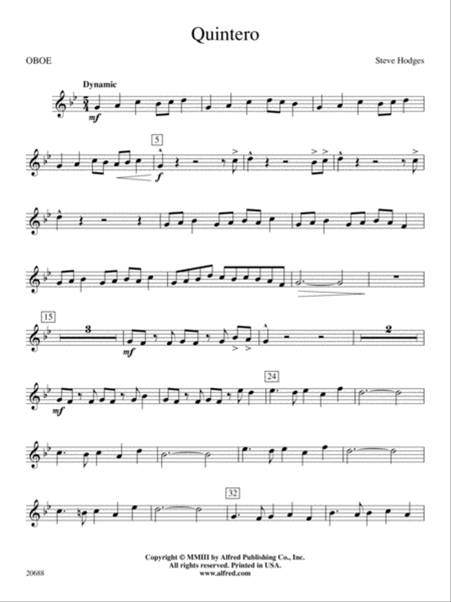 Quintero: Oboe Quintero: Oboe Concert Band scores gallery preview page 1