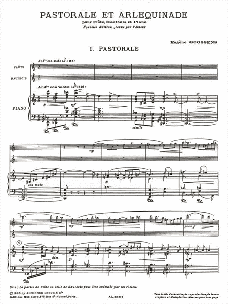 Pastoral And Harlequinade (flute, Oboe And Piano)