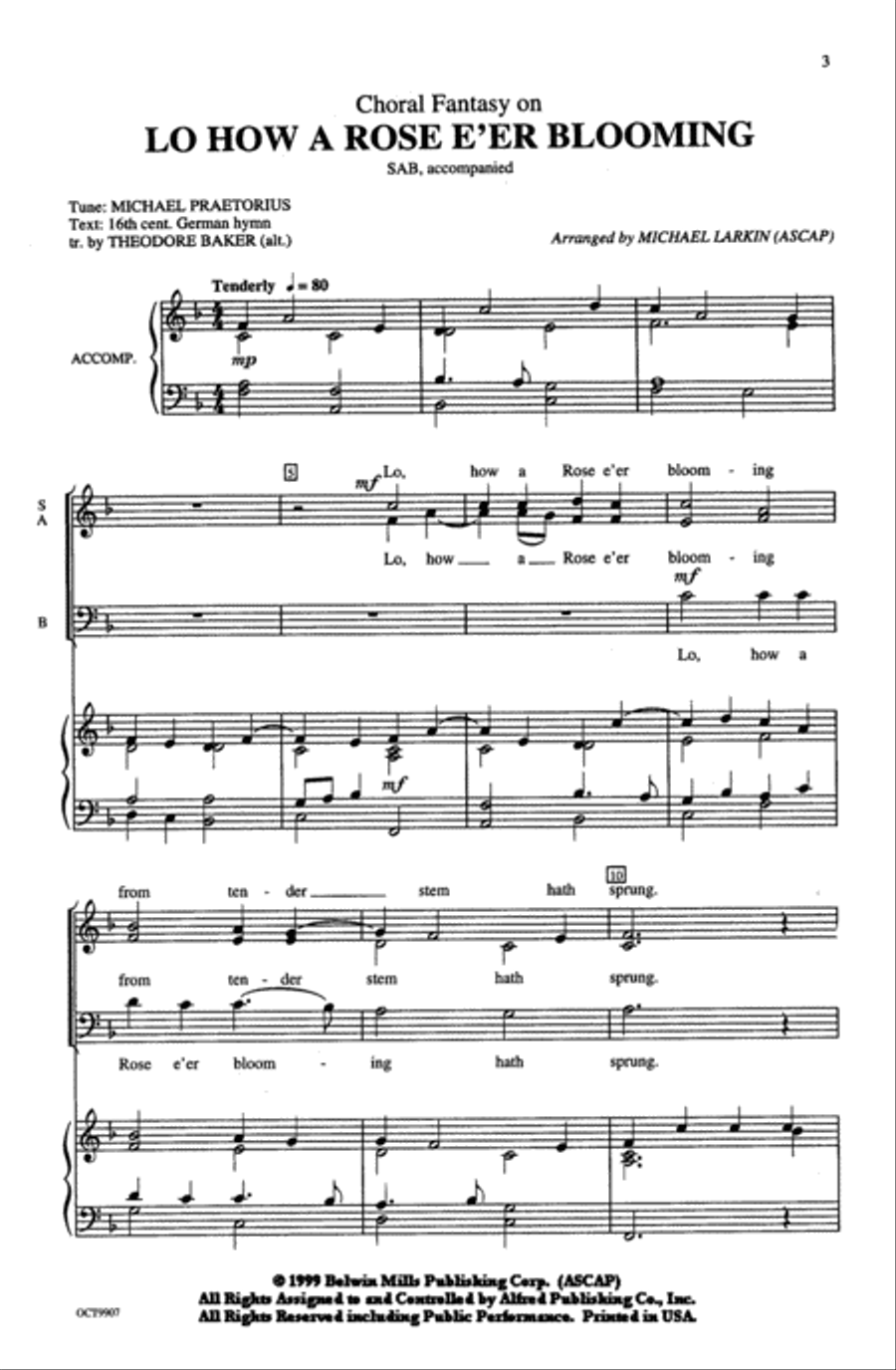 Lo How a Rose E'er Blooming, Choral Fantasy on Choir scores gallery preview page 1