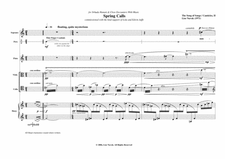 "Spring Calls" - for Soprano, Flute, Viola, Cello and Harp [Study Score] image number null