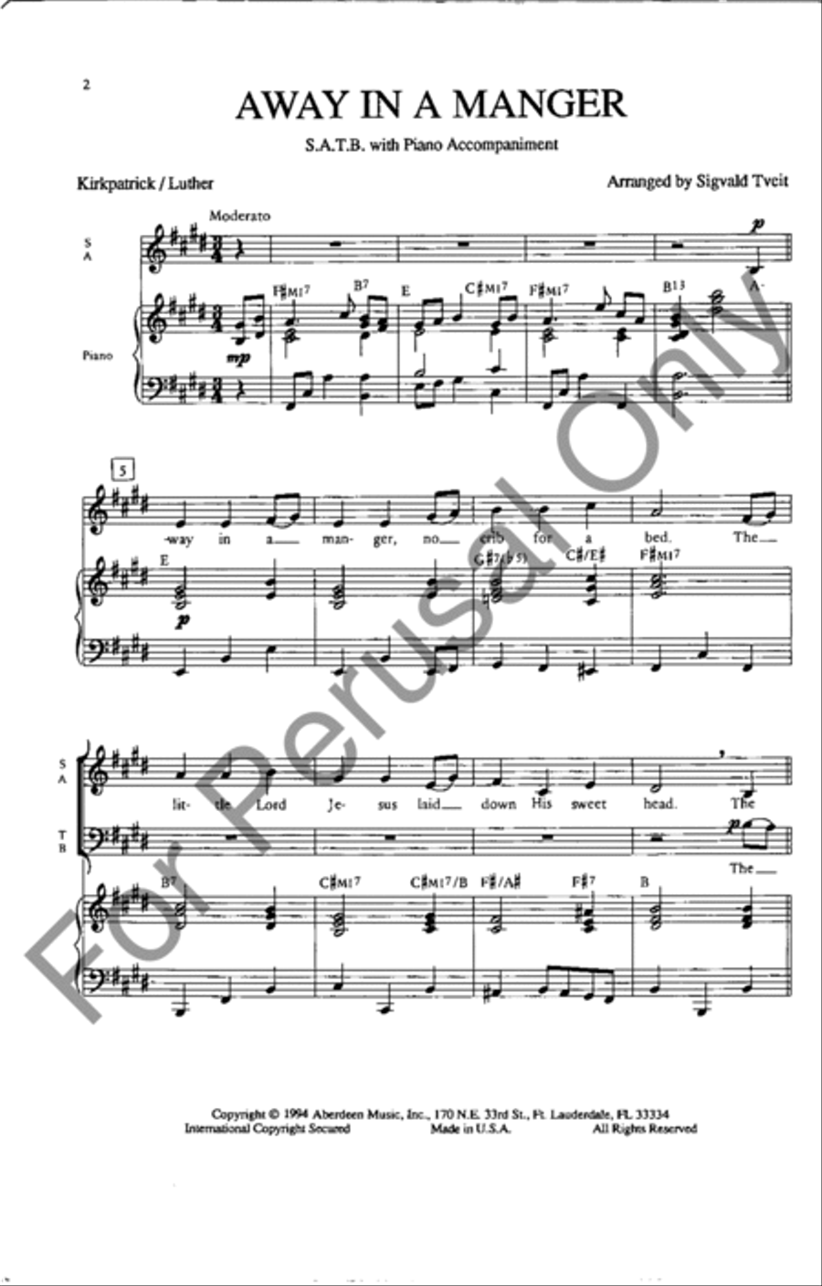 Away In A Manger 4-Part scores gallery preview page 2