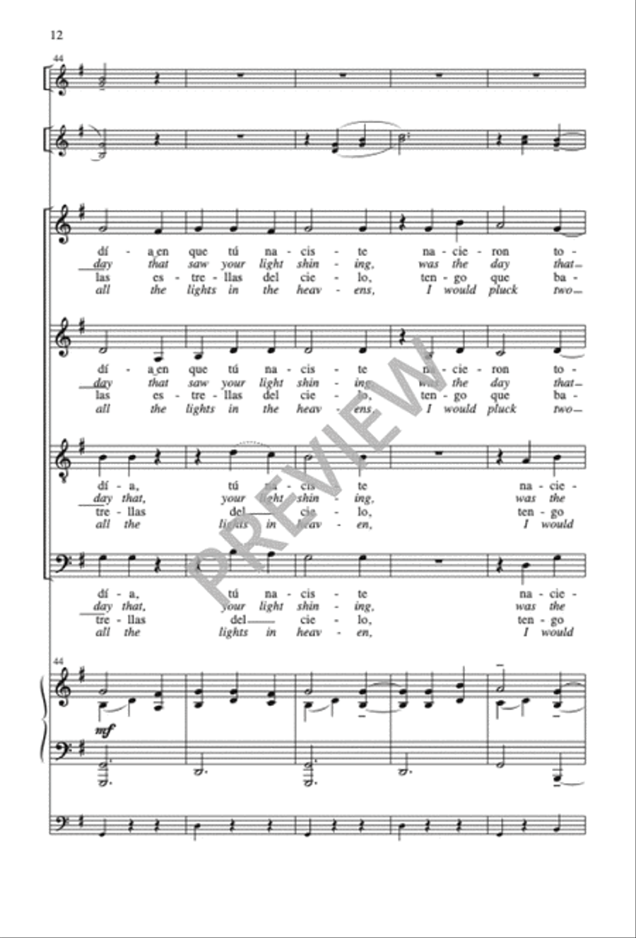 Las Mañanitas / The Morning Song 4-Part scores gallery preview page 13