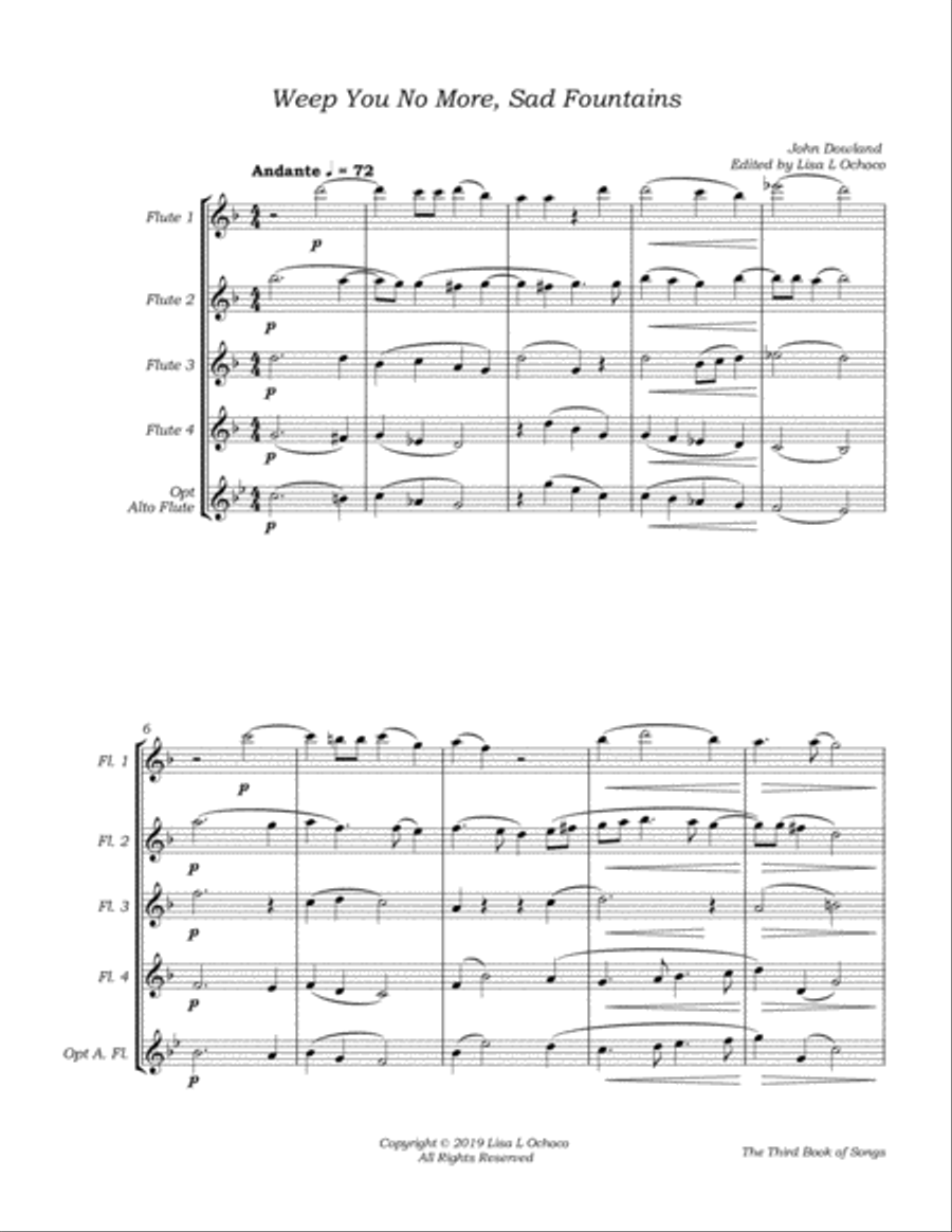 Three Selections from the Third Book of Songs V for Flute Quartet image number null