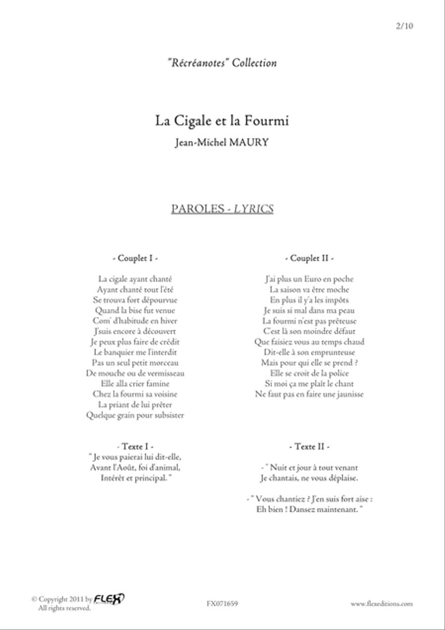 La Cigale et la Fourmi La Cigale et la Fourmi Children's Choir scores gallery preview page 2