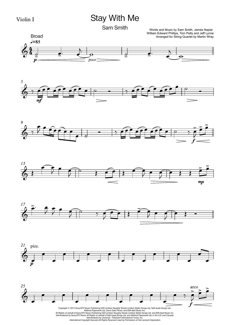 Stay With Me String Quartet scores gallery preview page 6