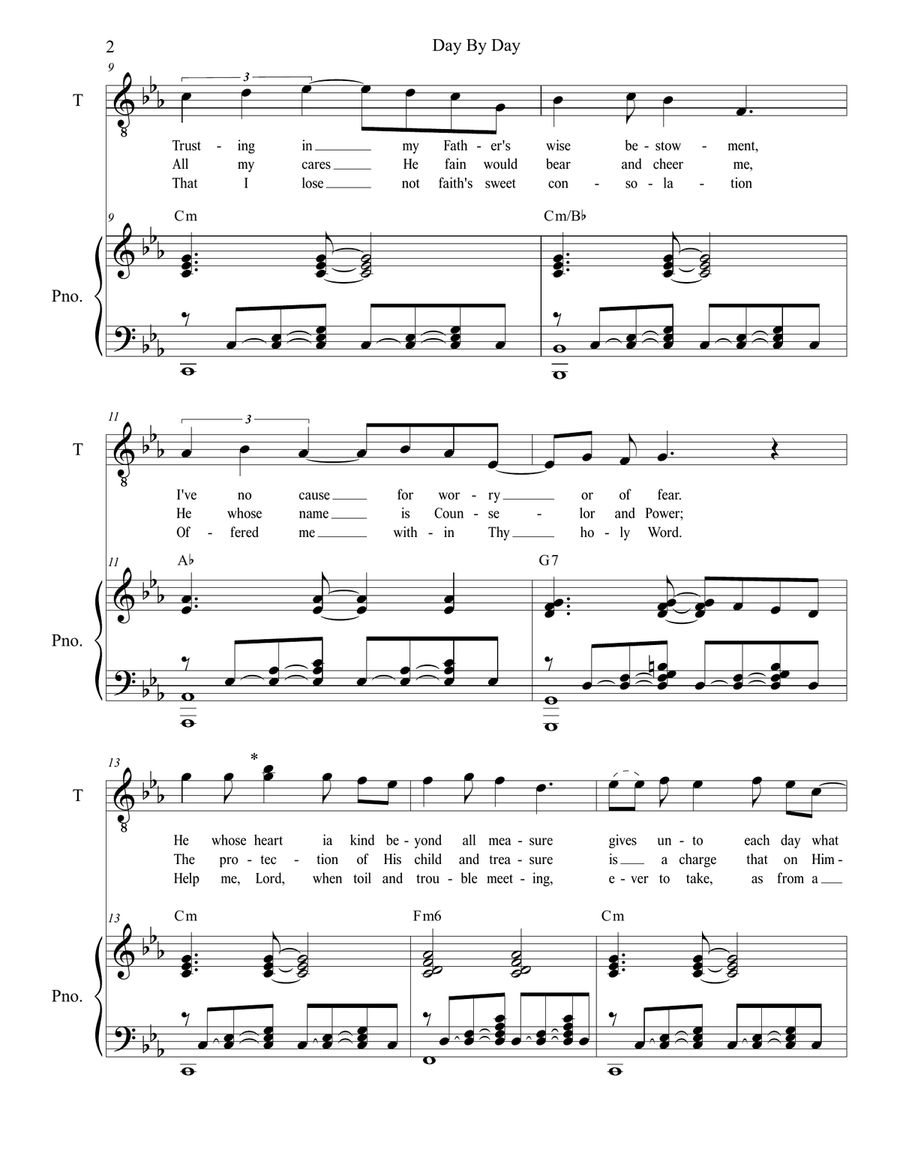 Day By Day (Tenor Solo) Tenor Voice scores gallery preview page 2