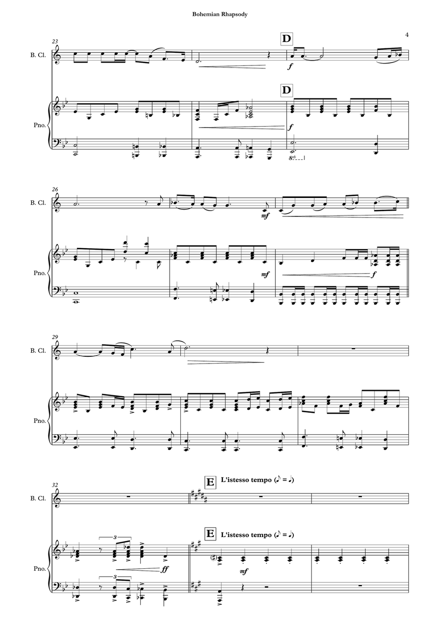 Bohemian Rhapsody Bass Clarinet scores gallery preview page 6