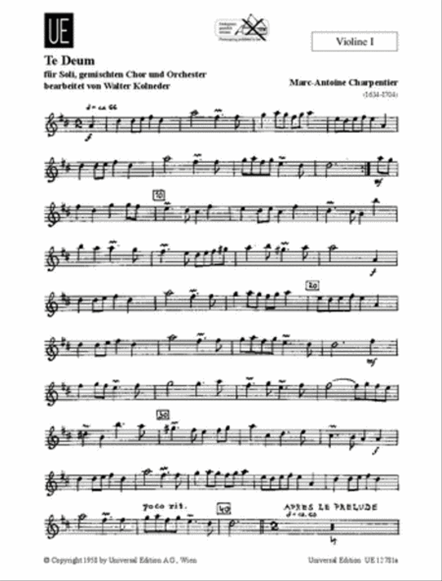 Te Deum, Vn1 Te Deum, Vn1 School and Community scores gallery preview page 1