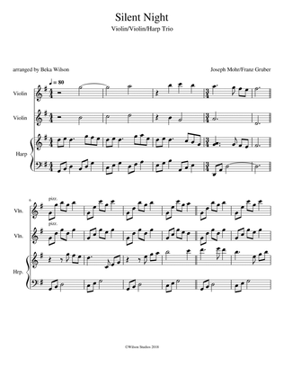Silent Night--violin/violin/harp trio