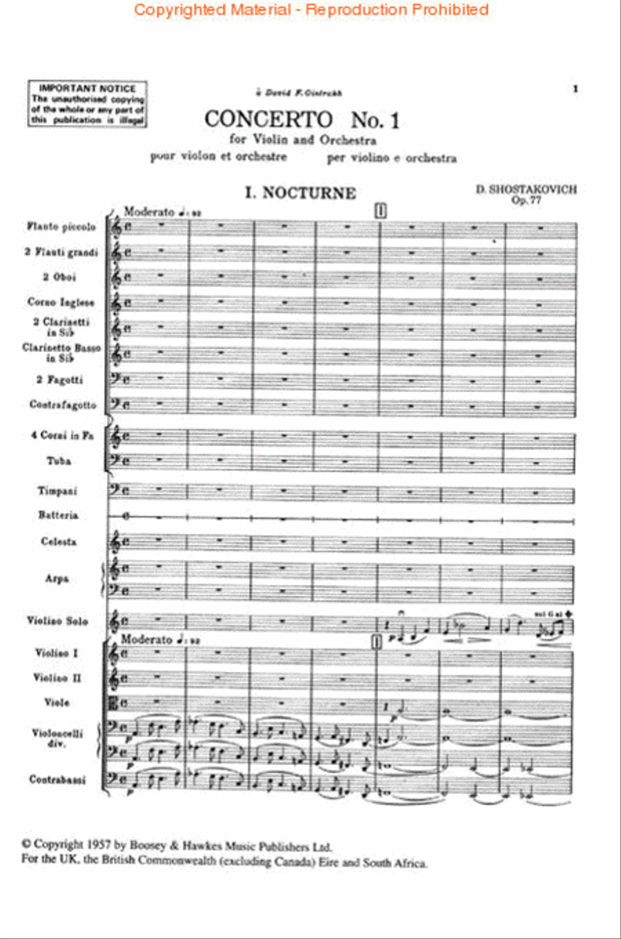 Violin Concerto No. 1, Op. 77, Op. 99 Orchestra scores gallery preview page 2