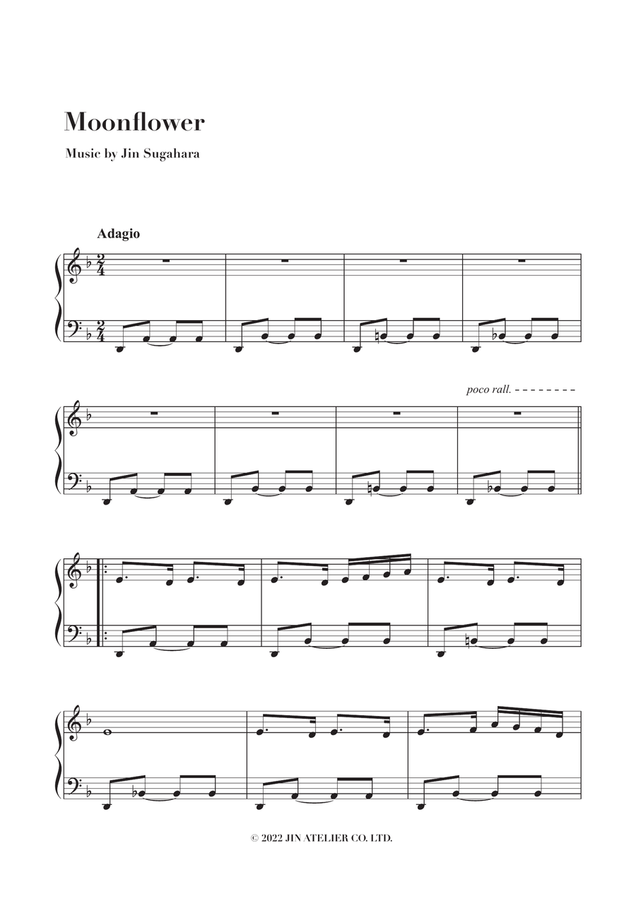 Moonflower - Sad Piano Solo Sheet Music Easy Piano scores gallery preview page 1