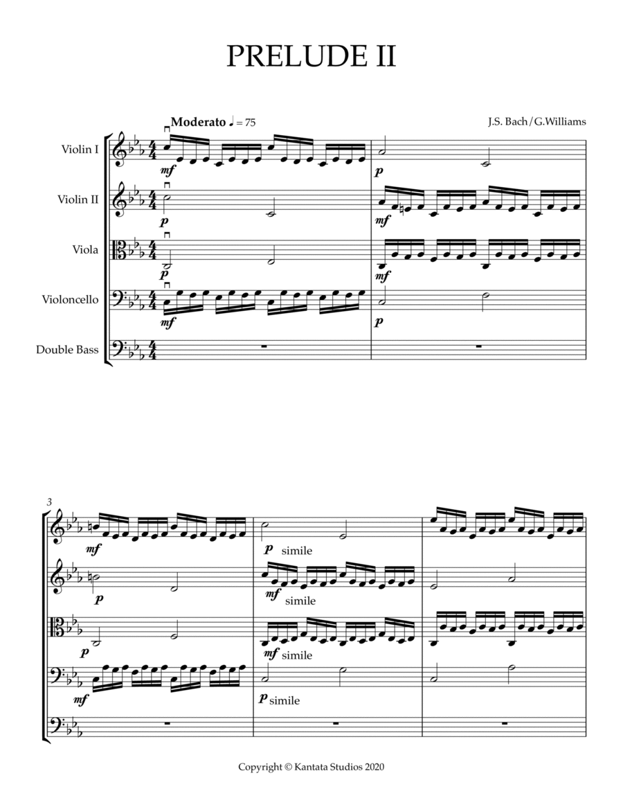 PRELUDE II FOR STRING ORCHESTRA Chamber Music scores gallery preview page 1
