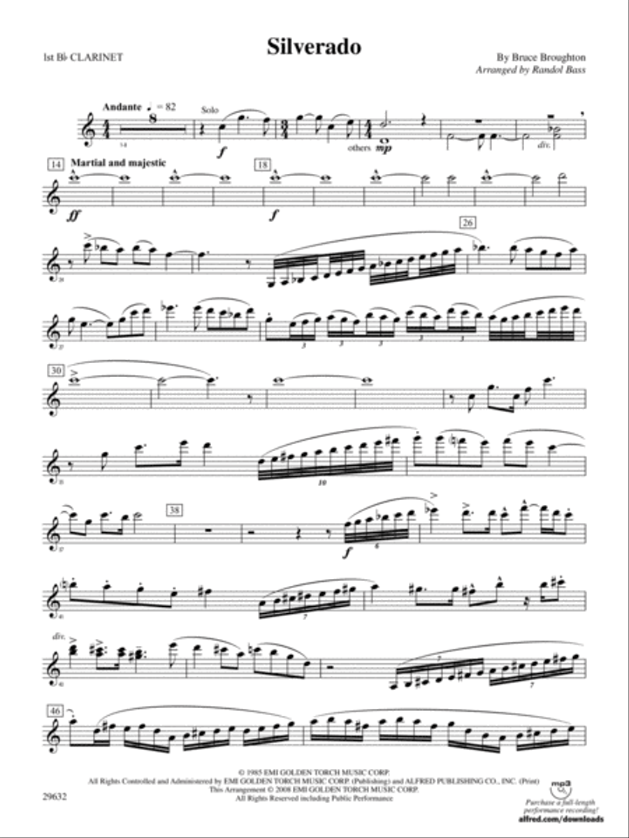 Silverado: 1st B-flat Clarinet Concert Band scores gallery preview page 1