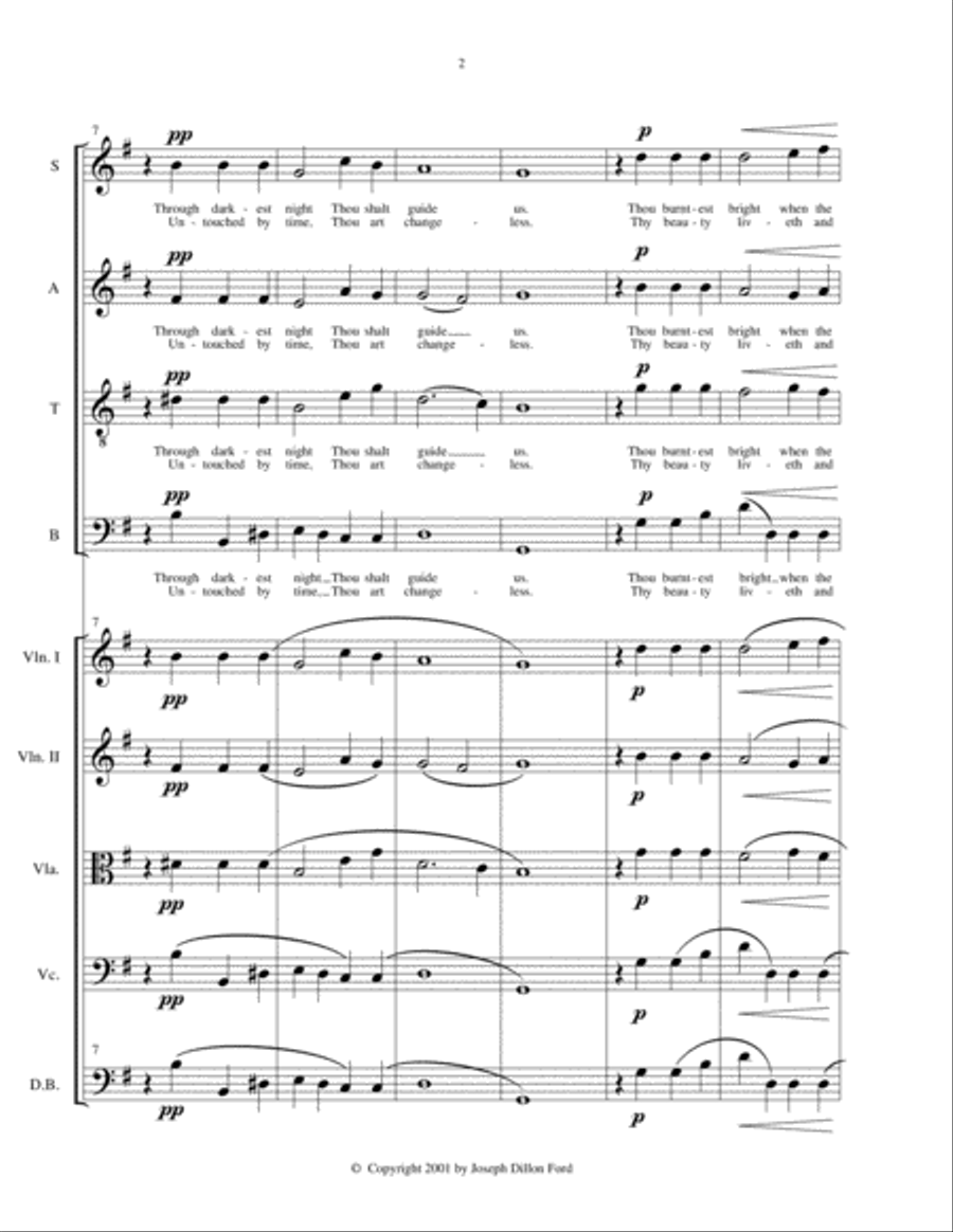 Celestial Light for choir (SATB) and strings or keyboard 4-Part scores gallery preview page 2