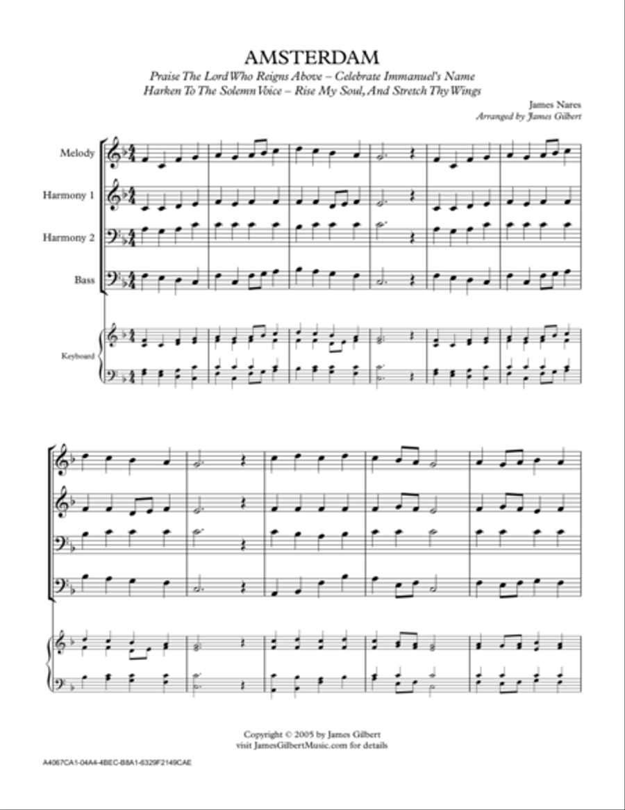 AMSTERDAM (Praise The Lord Who Reigns Above) Small Ensemble scores gallery preview page 1